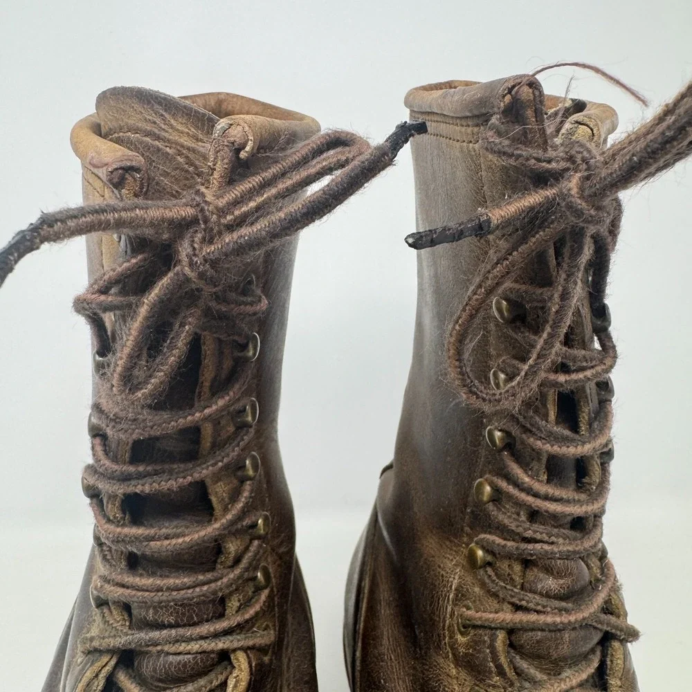 Double-H Lacer Logger Brown Work Boots Round‎ Toe DH9718 Men's Size 8.5D USA